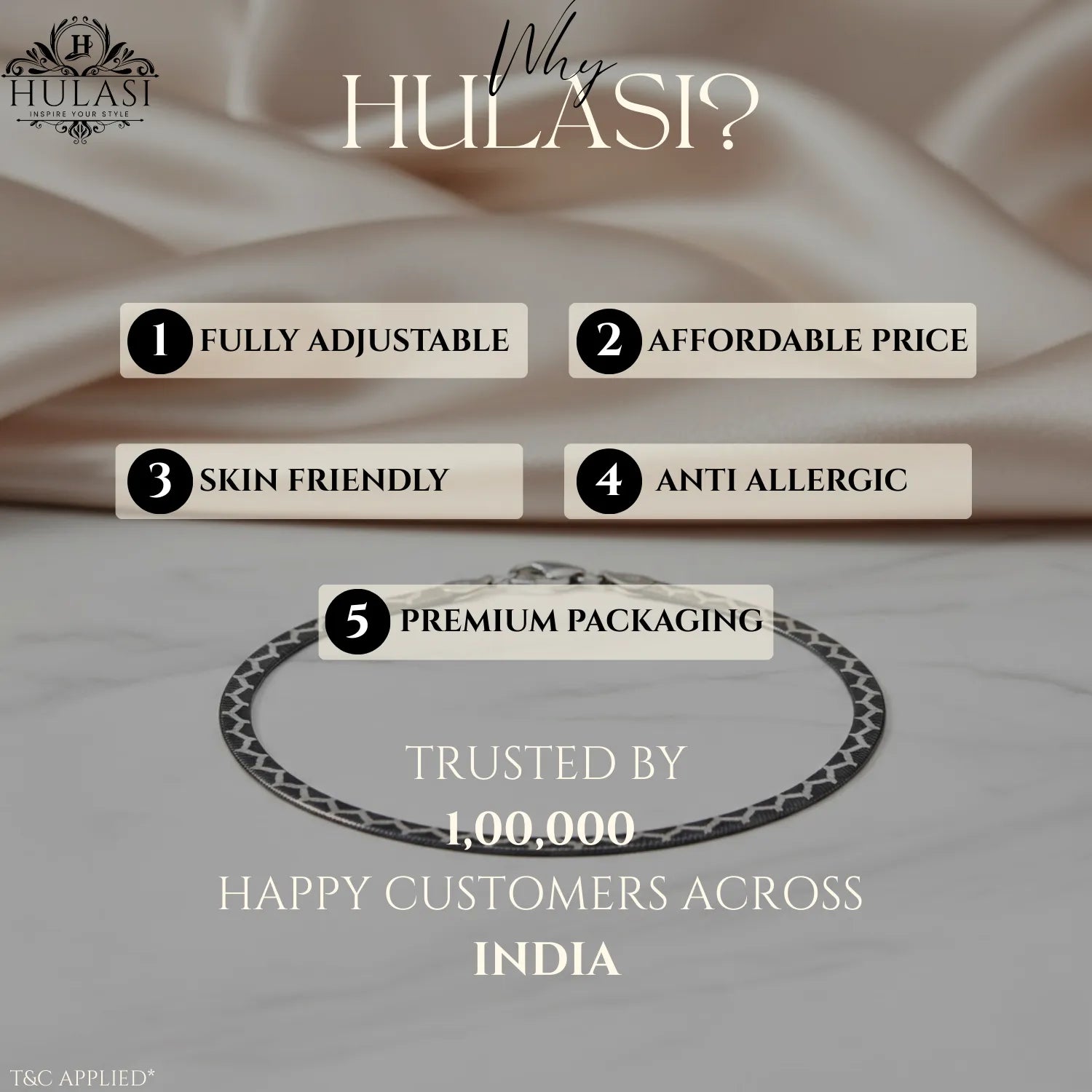 Hulasi Women 925 Sterling Silver Oxidized Geometric Pattern Anklet Pair 27.5cm