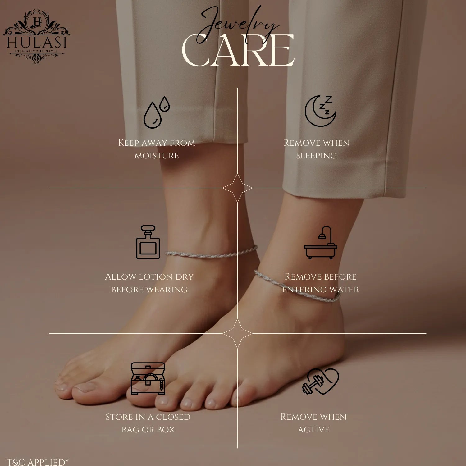 Hulasi Women 925 Sterling Silver Sparkle Twisted Rope Anklet Pair 27.5cm