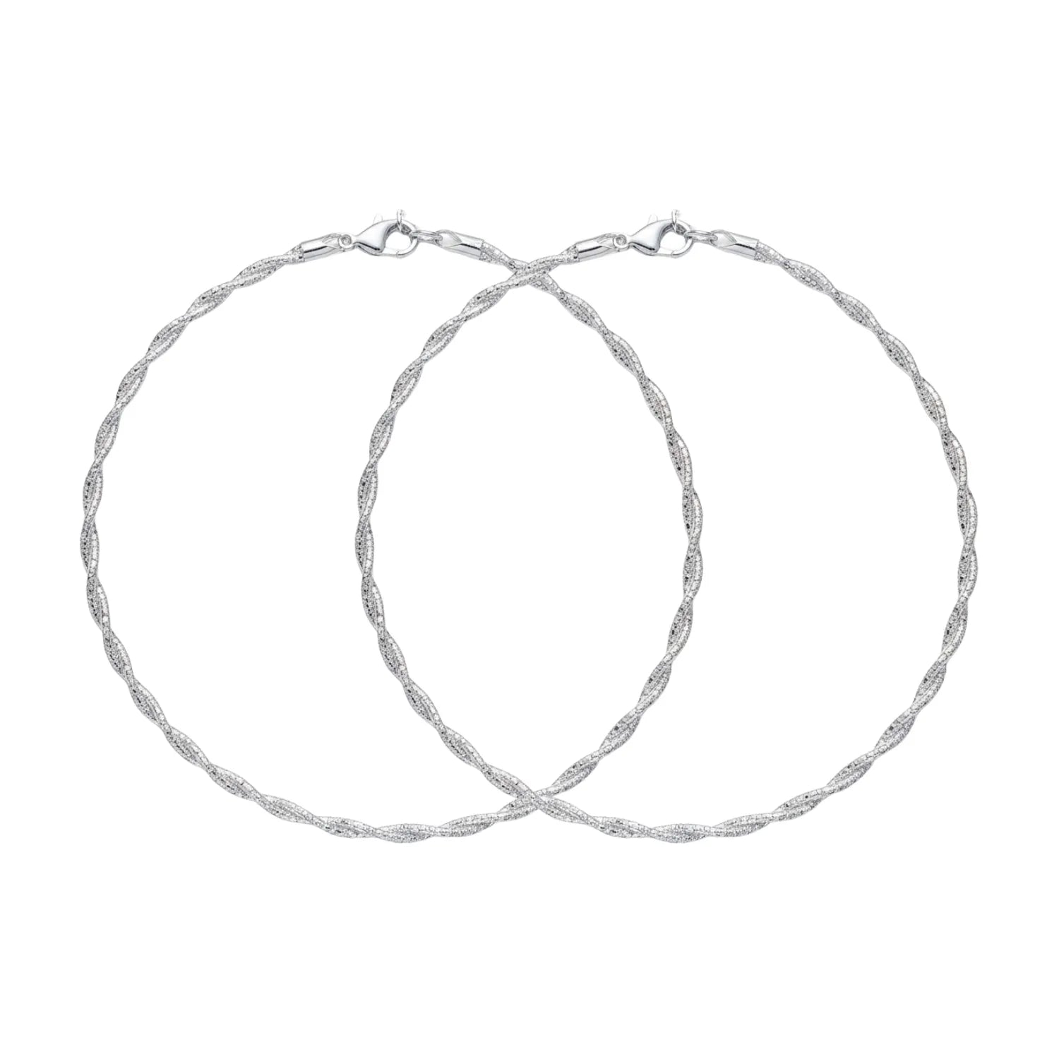 Hulasi Women 925 Sterling Silver Sparkle Twisted Rope Anklet Pair 27.5cm