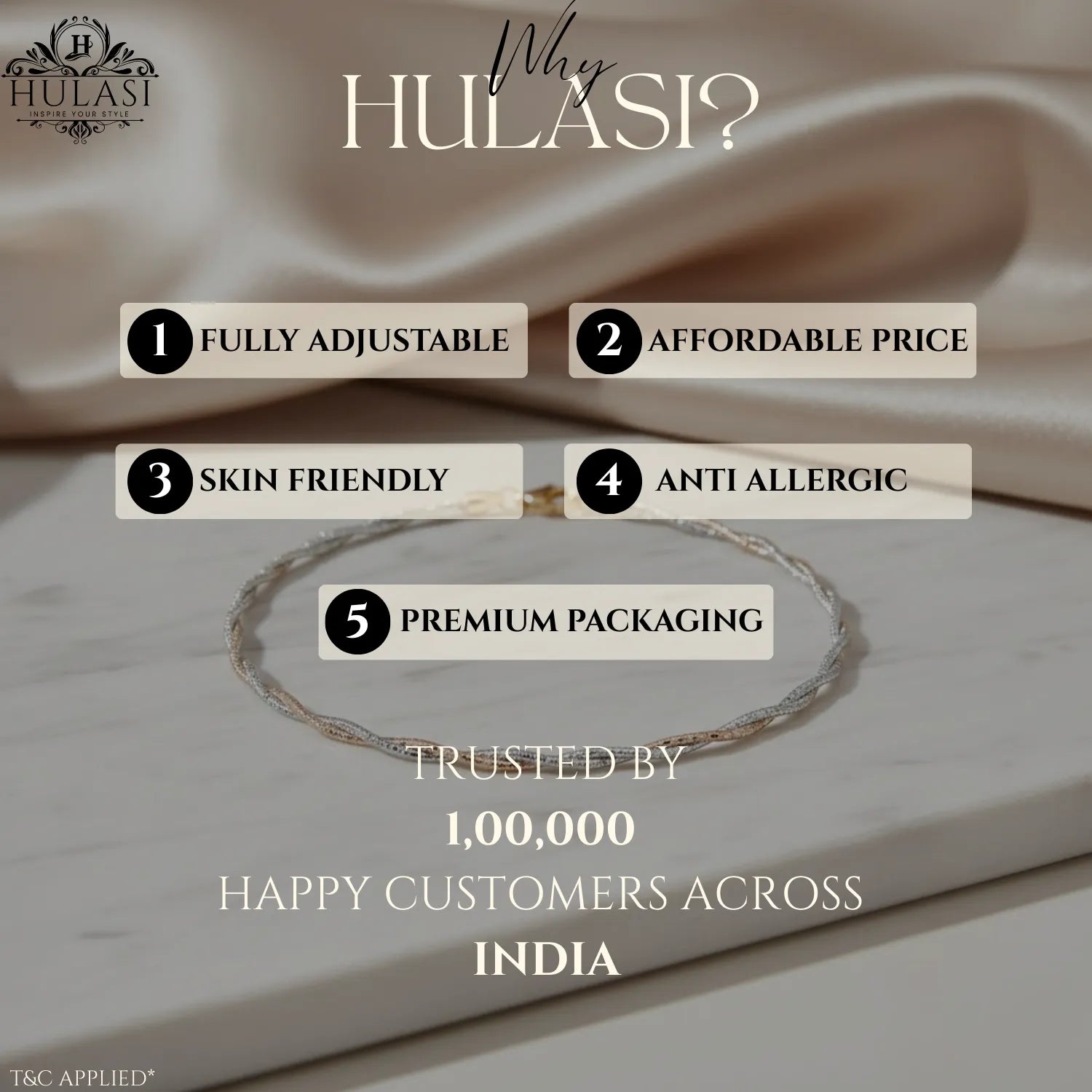 Hulasi Women 925 Sterling Silver Classic Infinity Charm Anklet Pair 24cm