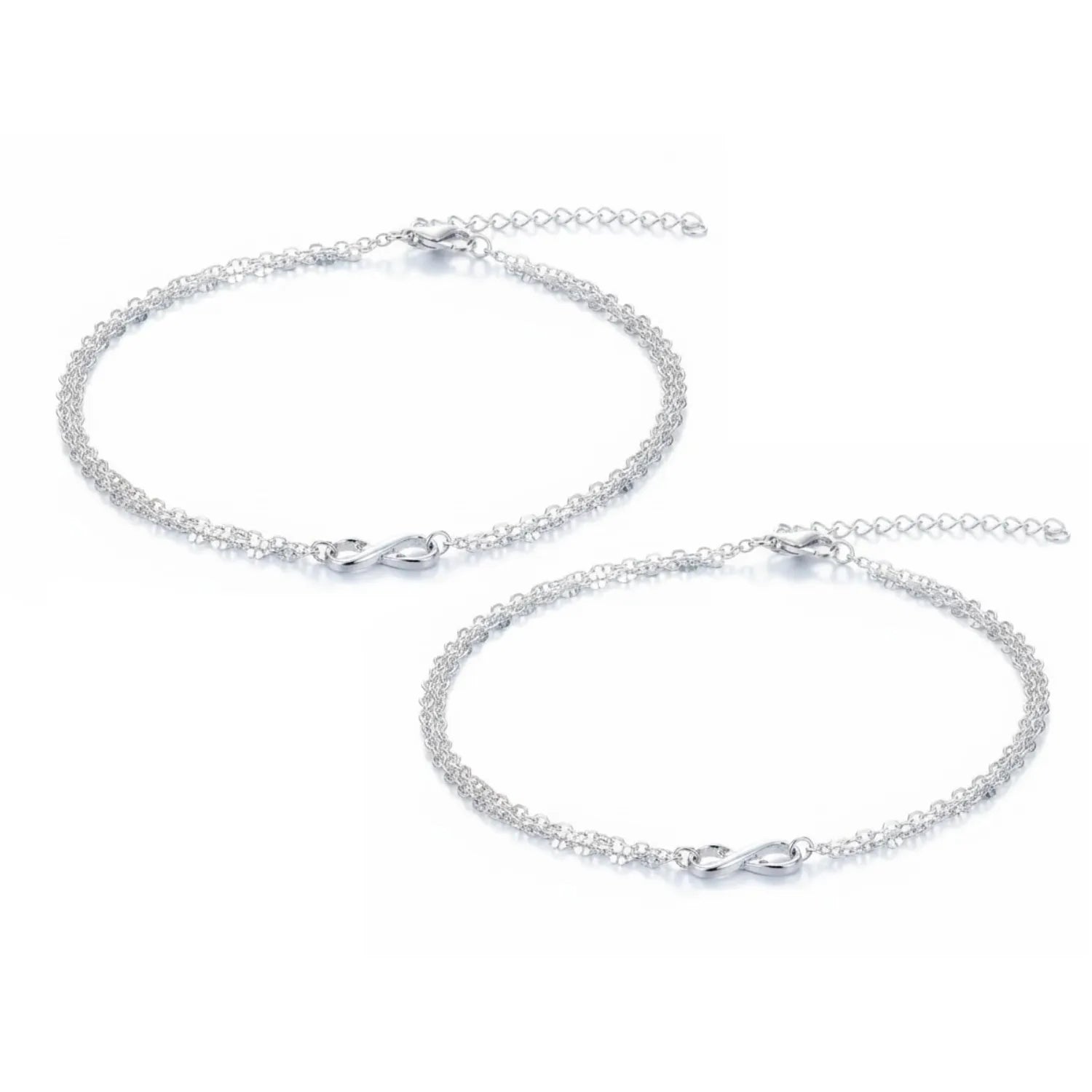 Hulasi Women 925 Sterling Silver Classic Infinity Charm Anklet Pair 24cm