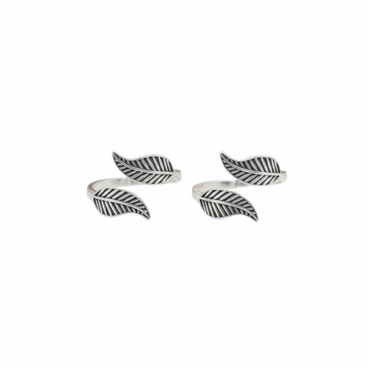 Dual Leaf Pure Silver ANTIQUE TOE-RING – Adjustable