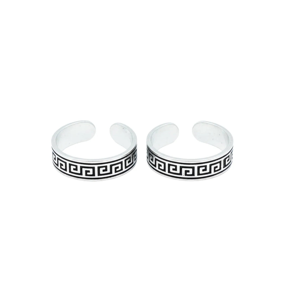 Greek Pattern Motif Silver ANTIQUE TOE-RING