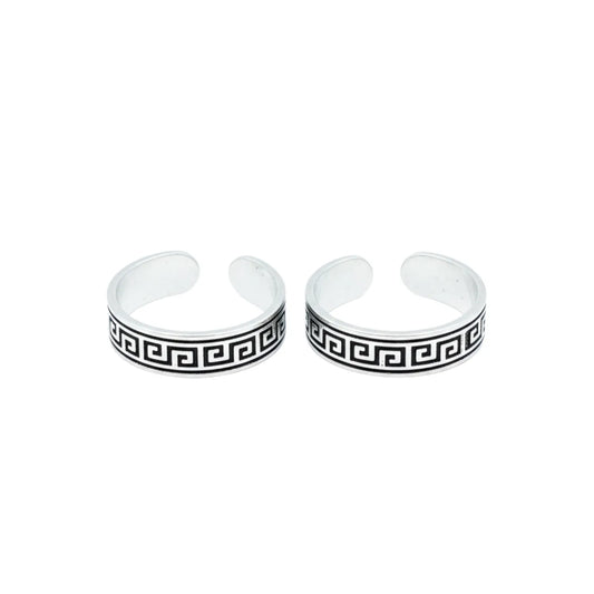Greek Pattern Motif Silver ANTIQUE TOE-RING