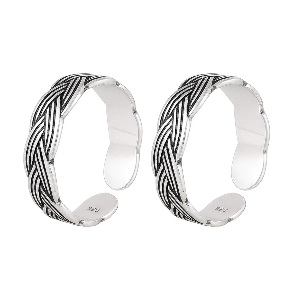 Swirl Lines Textured Adjustable Silver ANTIQUE TOE-RING