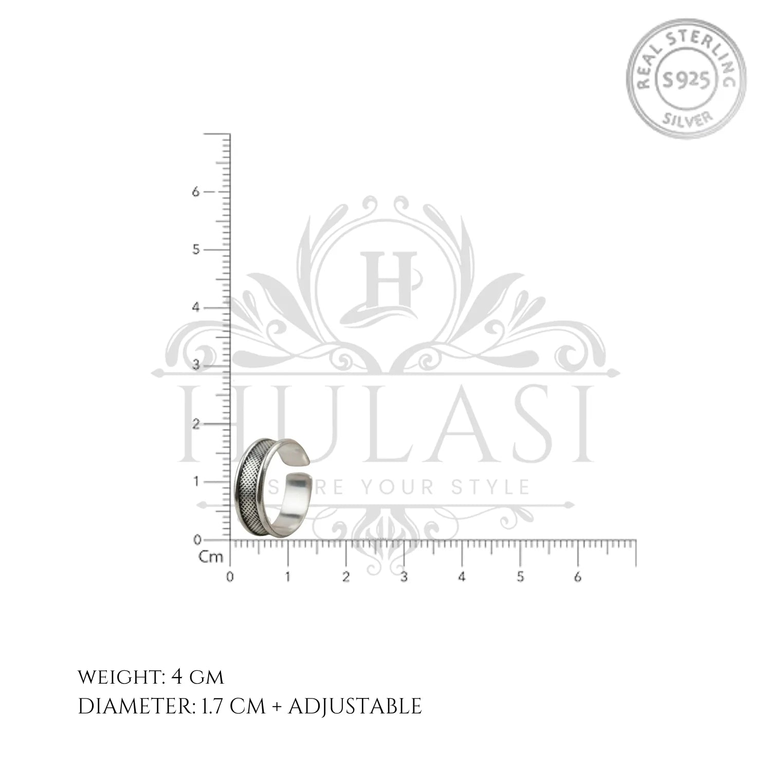 Antique Double Line Texture Silver ANTIQUE TOE-RING