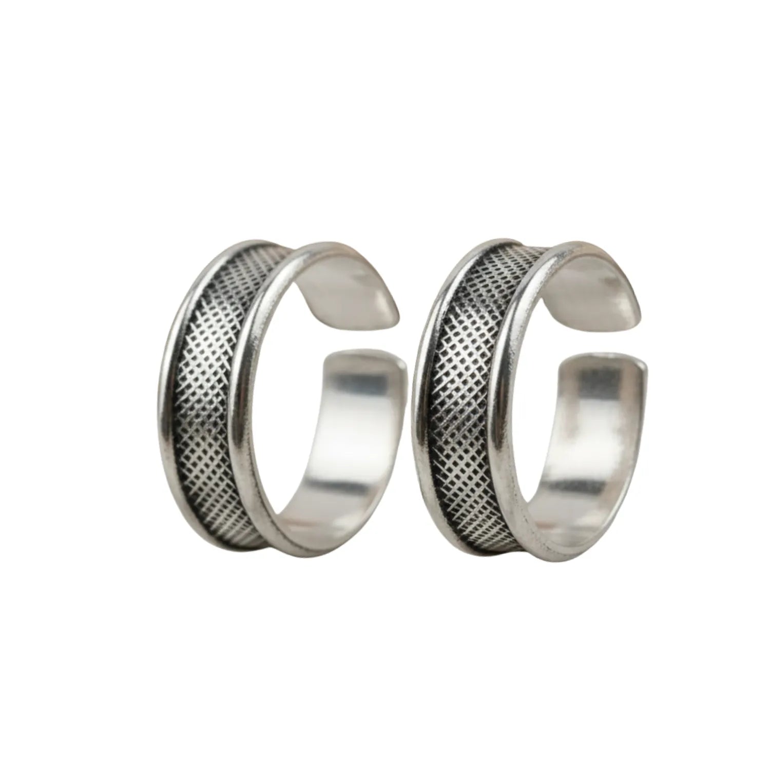 Antique Double Line Texture Silver ANTIQUE TOE-RING