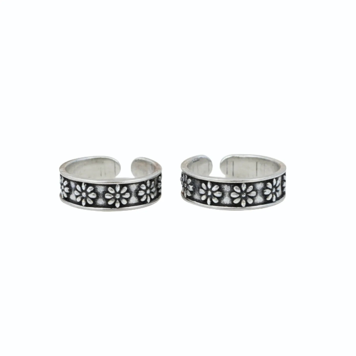 Petal Bloom Oxidised Silver ANTIQUE TOE-RING