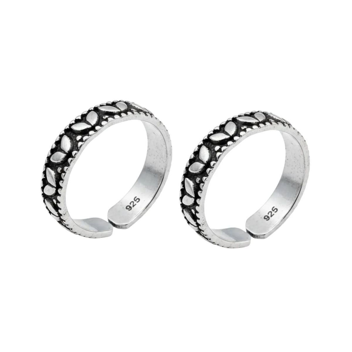 Blue Spark Studded Adjustable Silver ANTIQUE TOE-RING