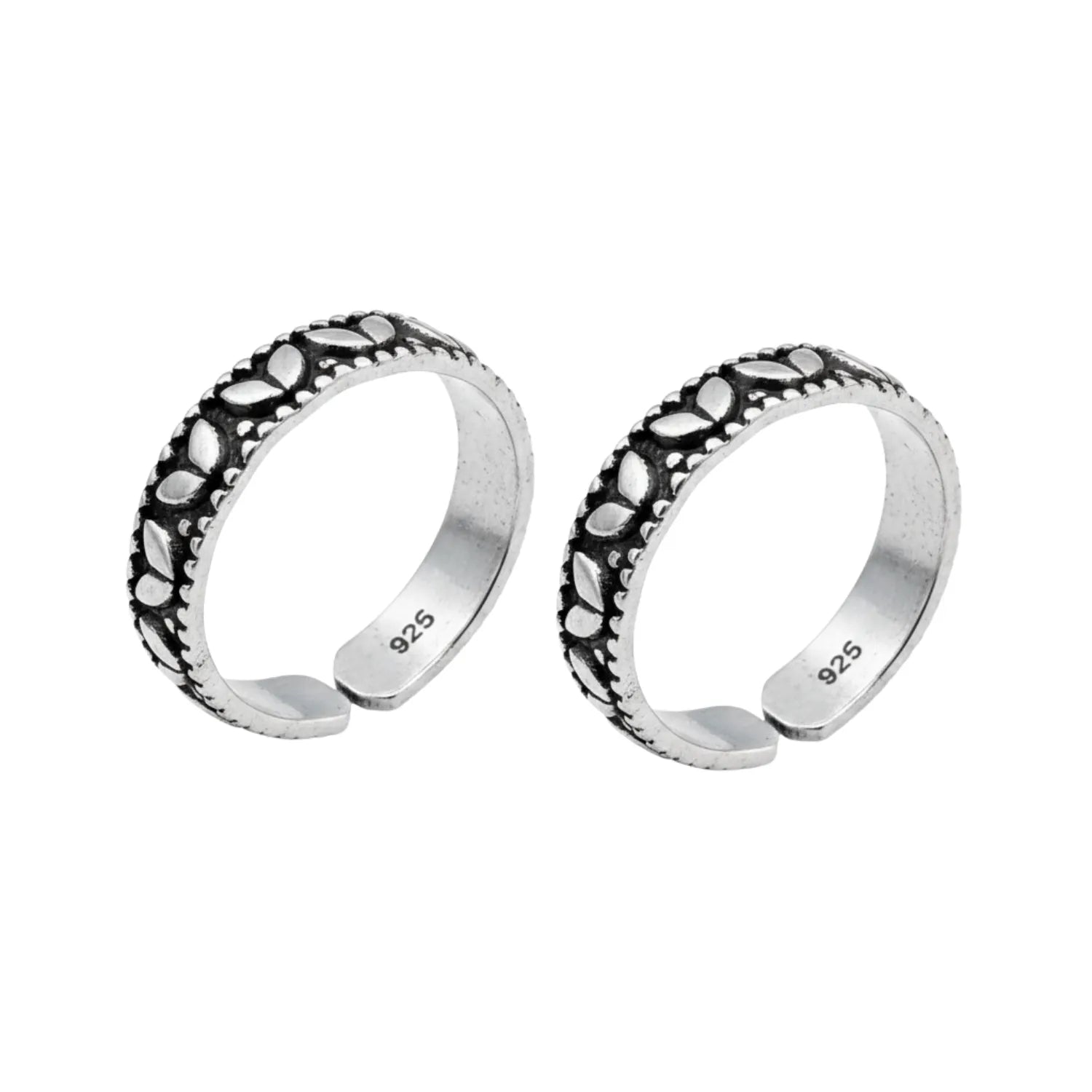 Blue Spark Studded Adjustable Silver ANTIQUE TOE-RING