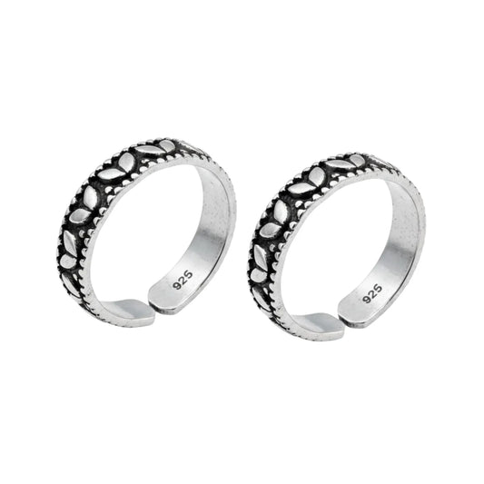 Blue Spark Studded Adjustable Silver ANTIQUE TOE-RING