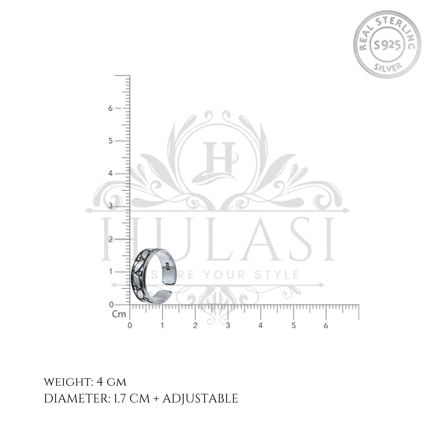 Wavy Cut Line Silver ANTIQUE TOE-RING – Adjustable