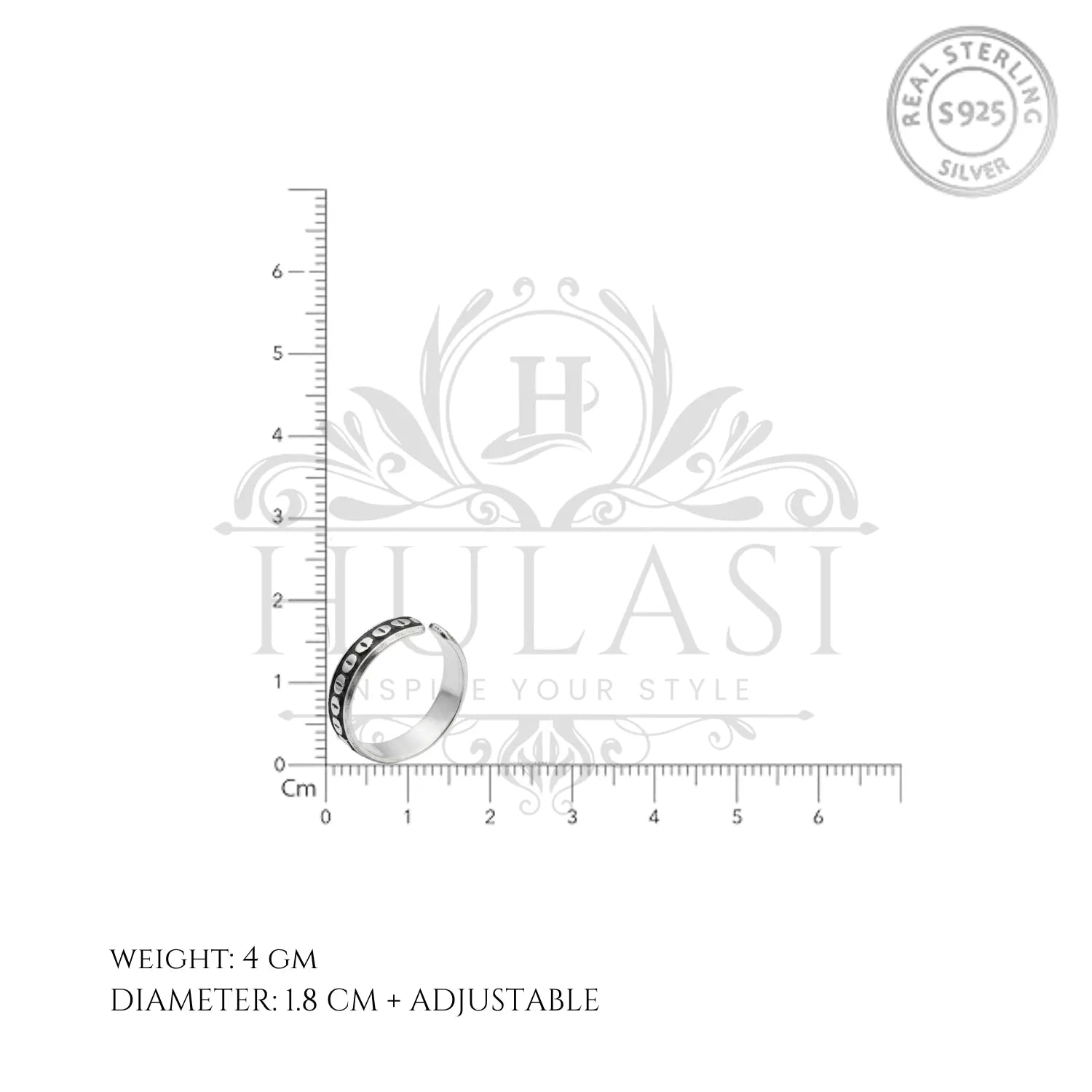 Classic Heart Border Silver ANTIQUE TOE-RING