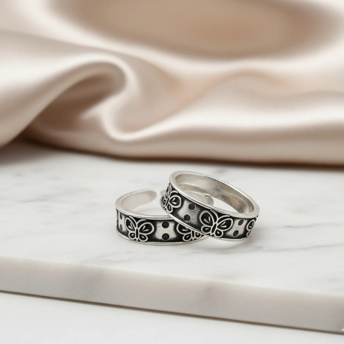 Petal Mesh Band Design Silver ANTIQUE TOE-RING