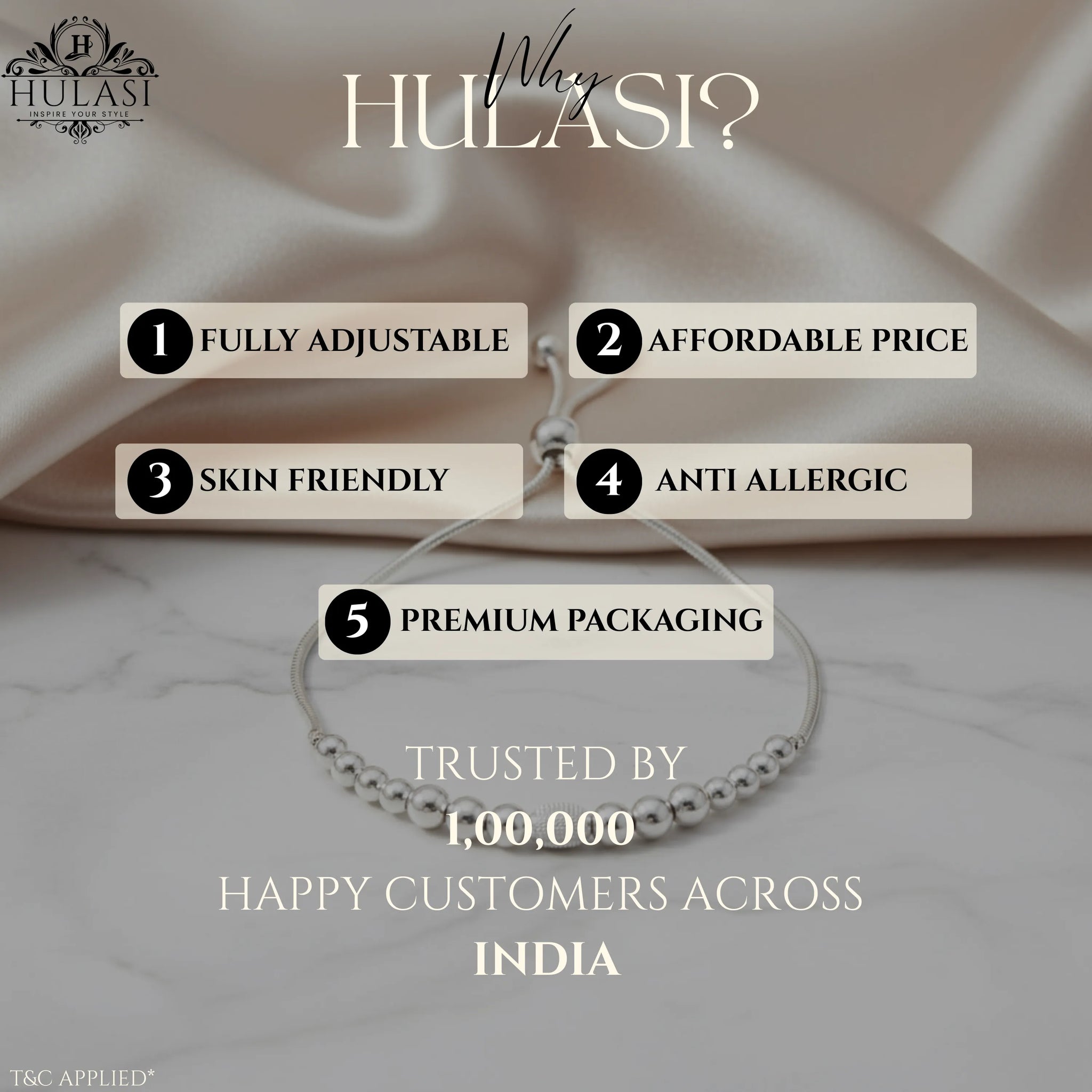 Hulasi Women's 925 Sterling Silver Minimalist Beaded Snake Chain Adjustable Slider Bracelet