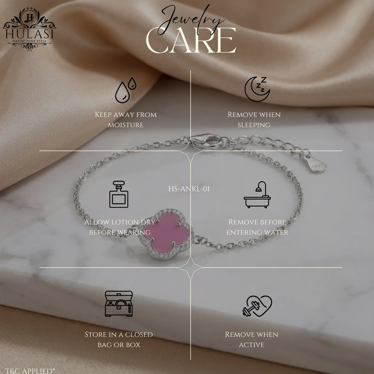 Hulasi 925 Sterling Silver Pink Clover Charm Bracelet With Sparkle Detail Border, 18 Cm + 4 Cm Adjustable Chain