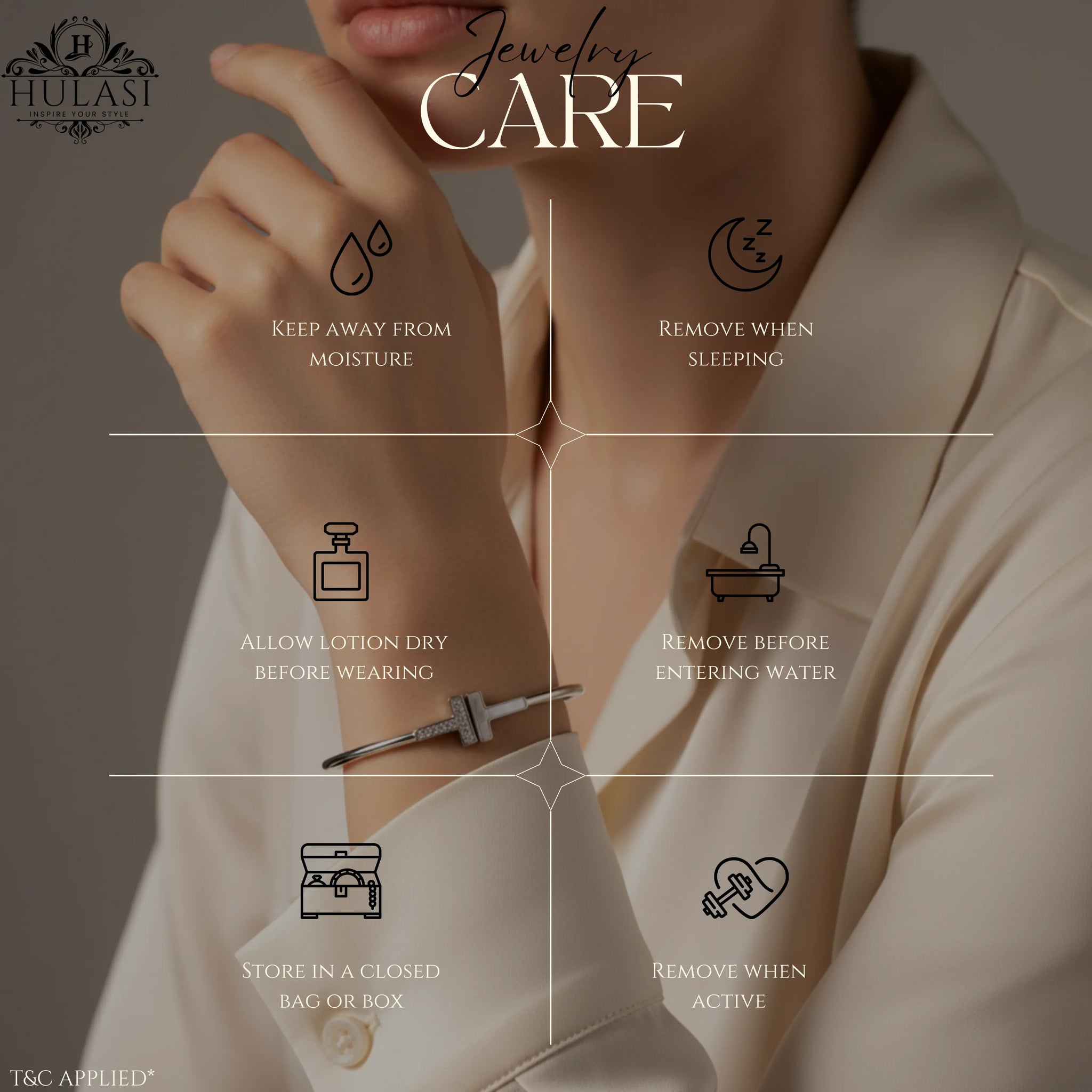 Hulasi Women's 925 Sterling Silver Crystal Studded T-Motif Cuff Bangle Bracelet 6cm