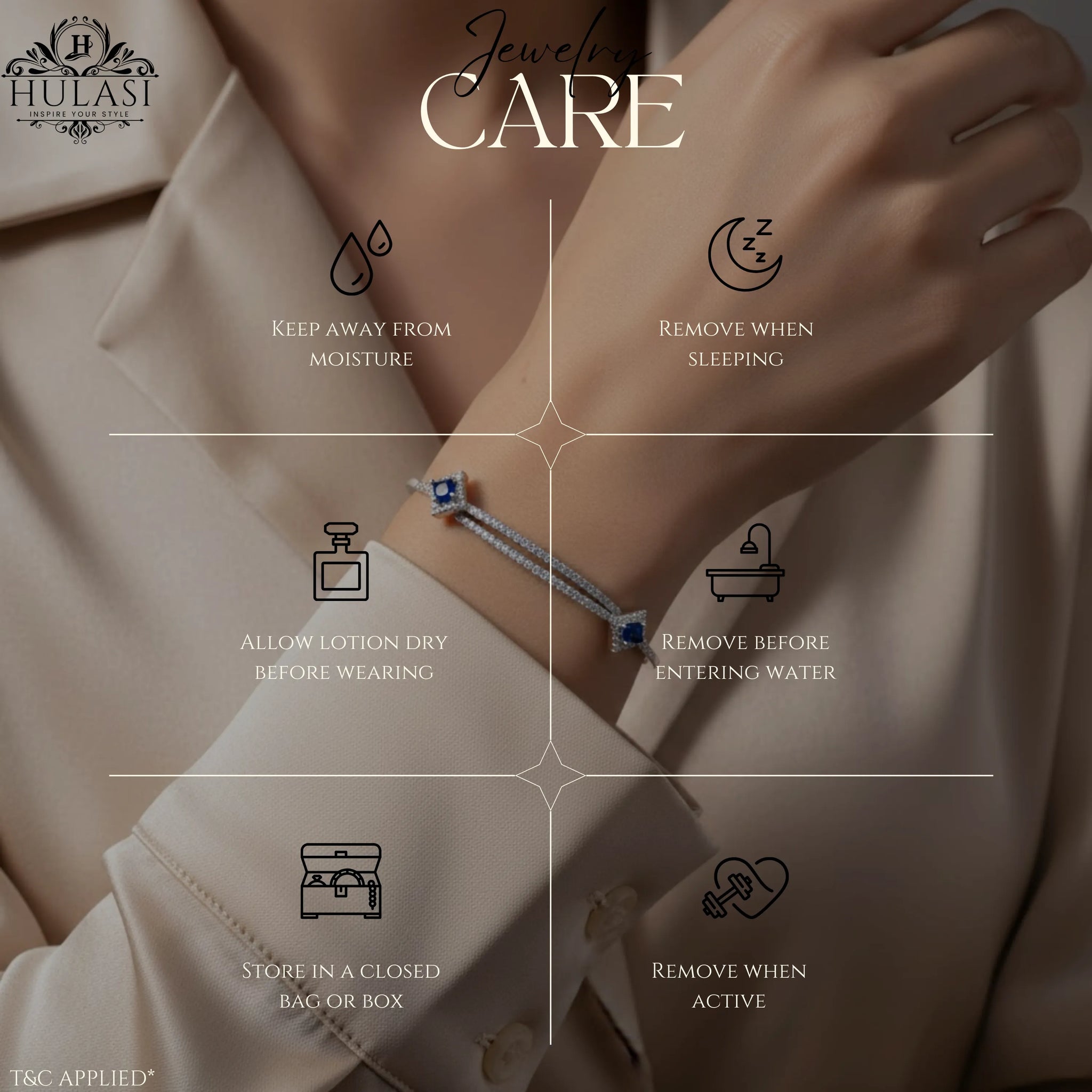 Hulasi Women 925 Sterling Silver Blue Sapphire Color Stone Cubic Zirconia Bangle 6cm