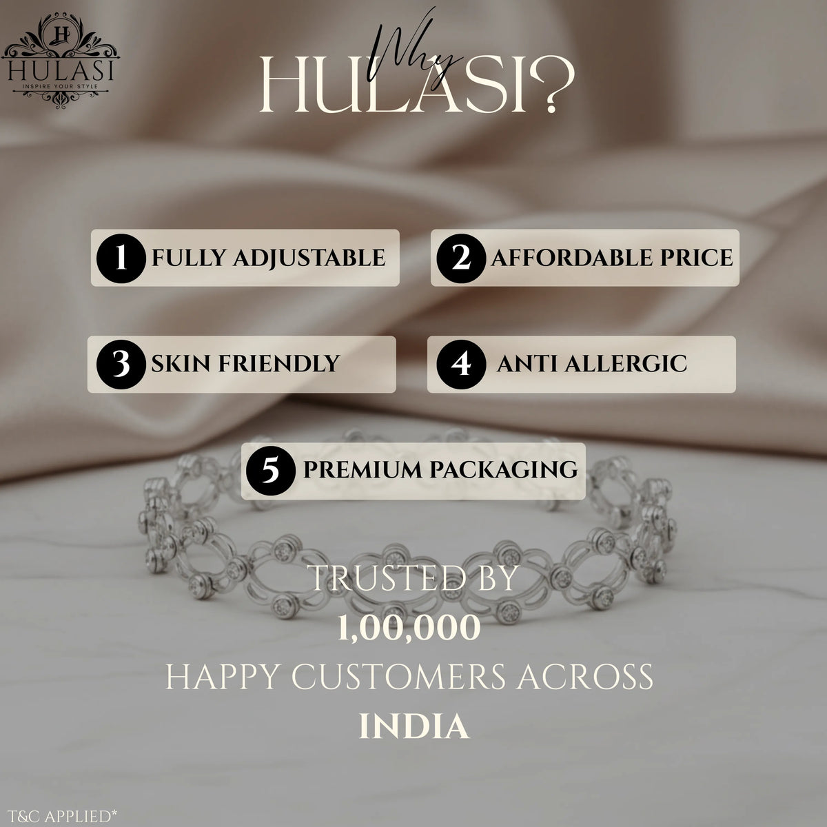 Hulasi Women 925 Sterling Silver Geometric Link Retractable Adjustable Bangle Bracelet