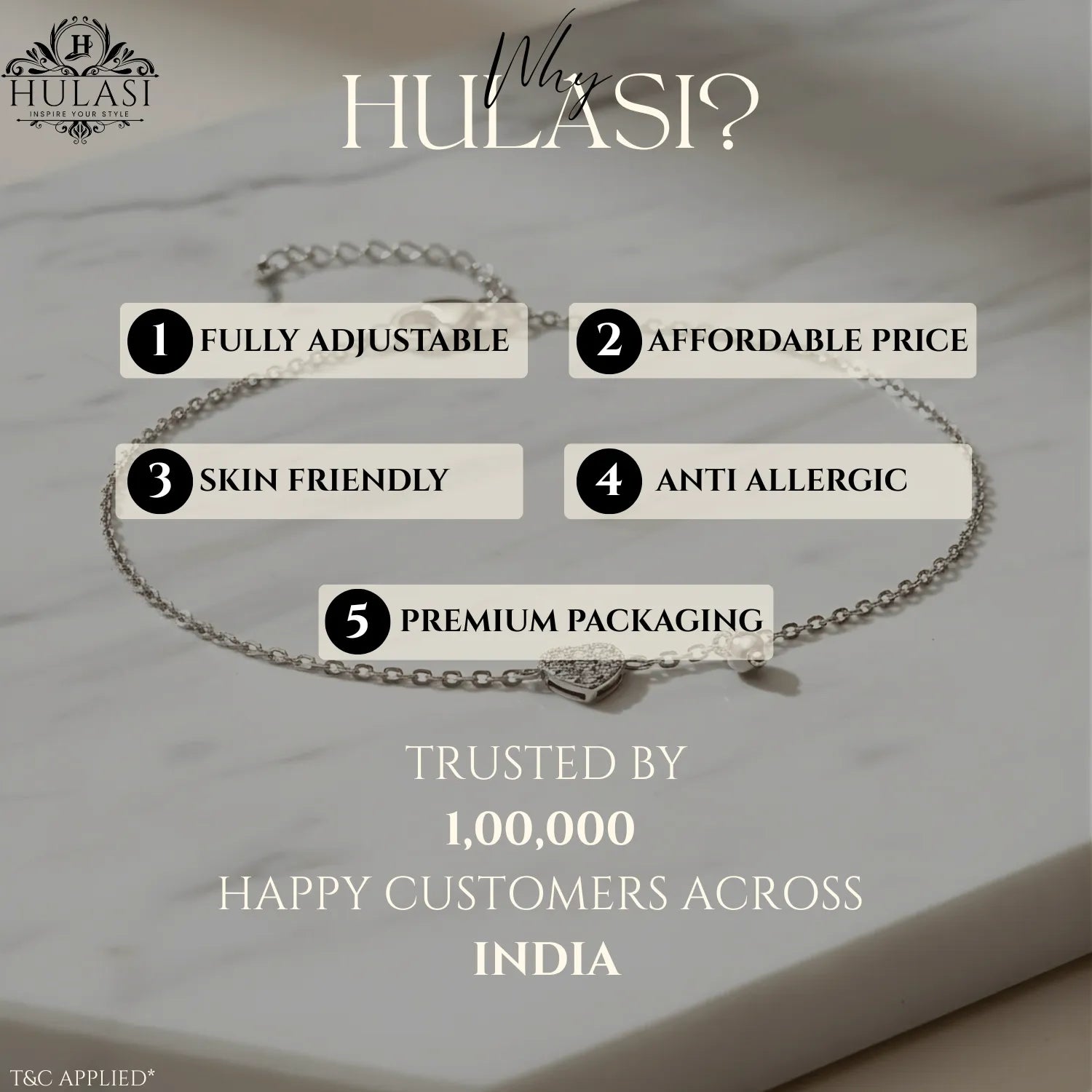 Hulasi Women 925 Sterling Silver Paved Heart And Bead Charm Bracelet Adjustable 16cm