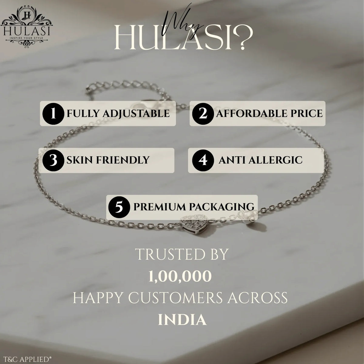 Hulasi S925 Sterling Silver Single Heart Zircon Bracelet Minimal Adjustable 16cm + 3cm