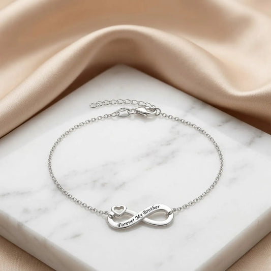 Hulasi S925 Sterling Silver Infinity Heart Bracelet With Zircon Stone Adjustable 16cm + 3cm