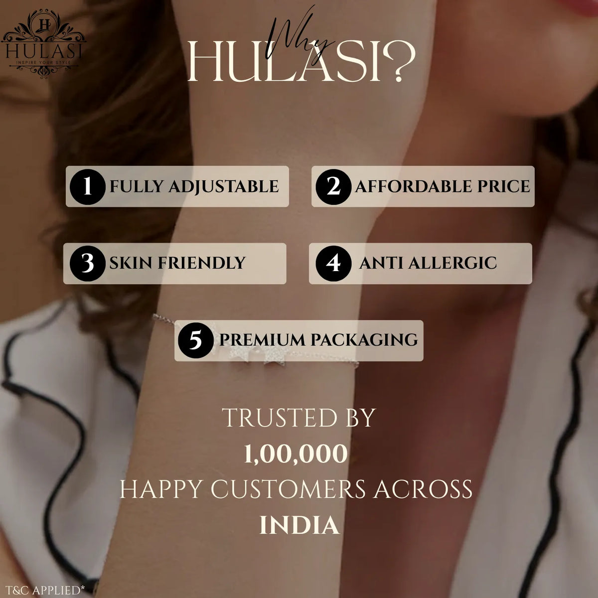 Hulasi S925 Sterling Silver Triple Star Zircon Bracelet Minimal Design Adjustable 16cm + 3cm