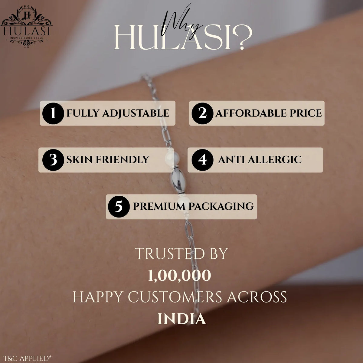 Hulasi S925 Sterling Silver Pearl Accent Bracelet With Minimal Chain Adjustable 16cm + 3cm