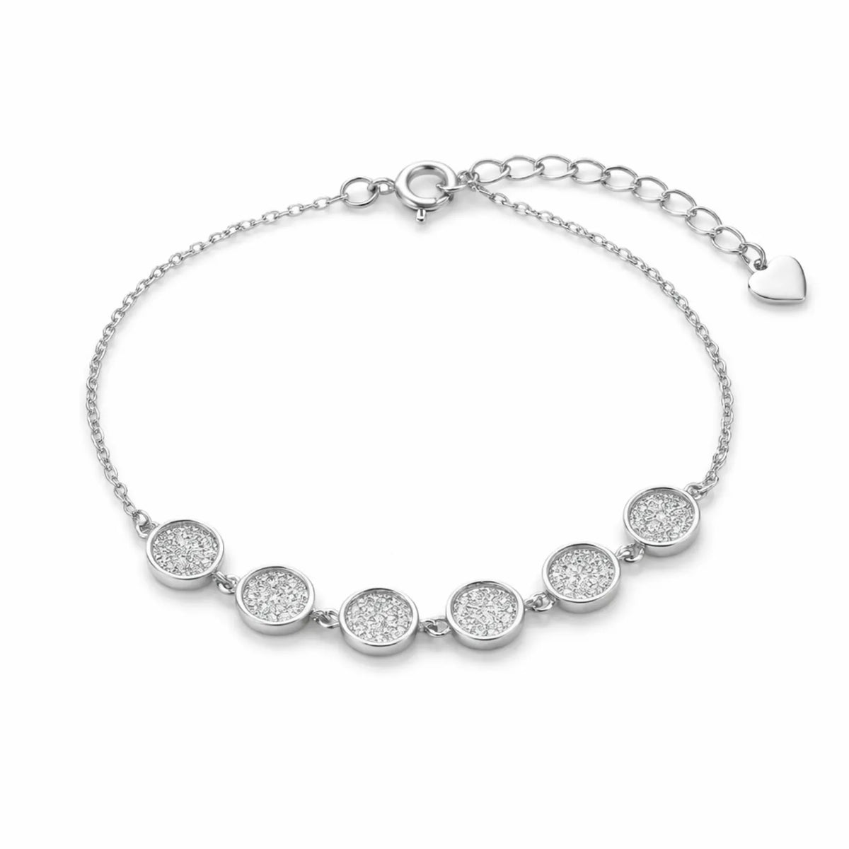Hulasi S925 Sterling Silver Multi Circle Zircon Bracelet Elegant Adjustable 16cm + 4cm