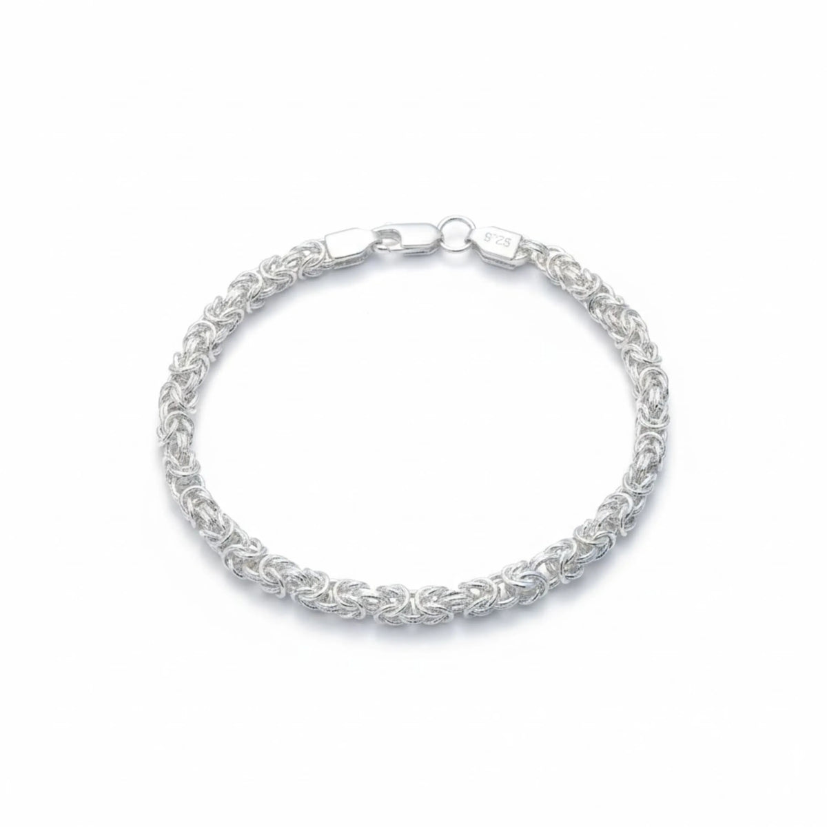 Hulasi Unisex Sterling Silver Intricate Byzantine Chain Bracelet 22cm