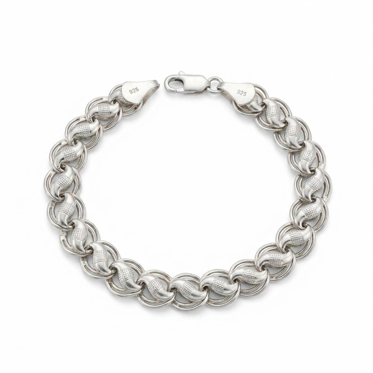 Hulasi Men's Sterling Silver Heavy Textured Curb Link Bracelet 23.5cm
