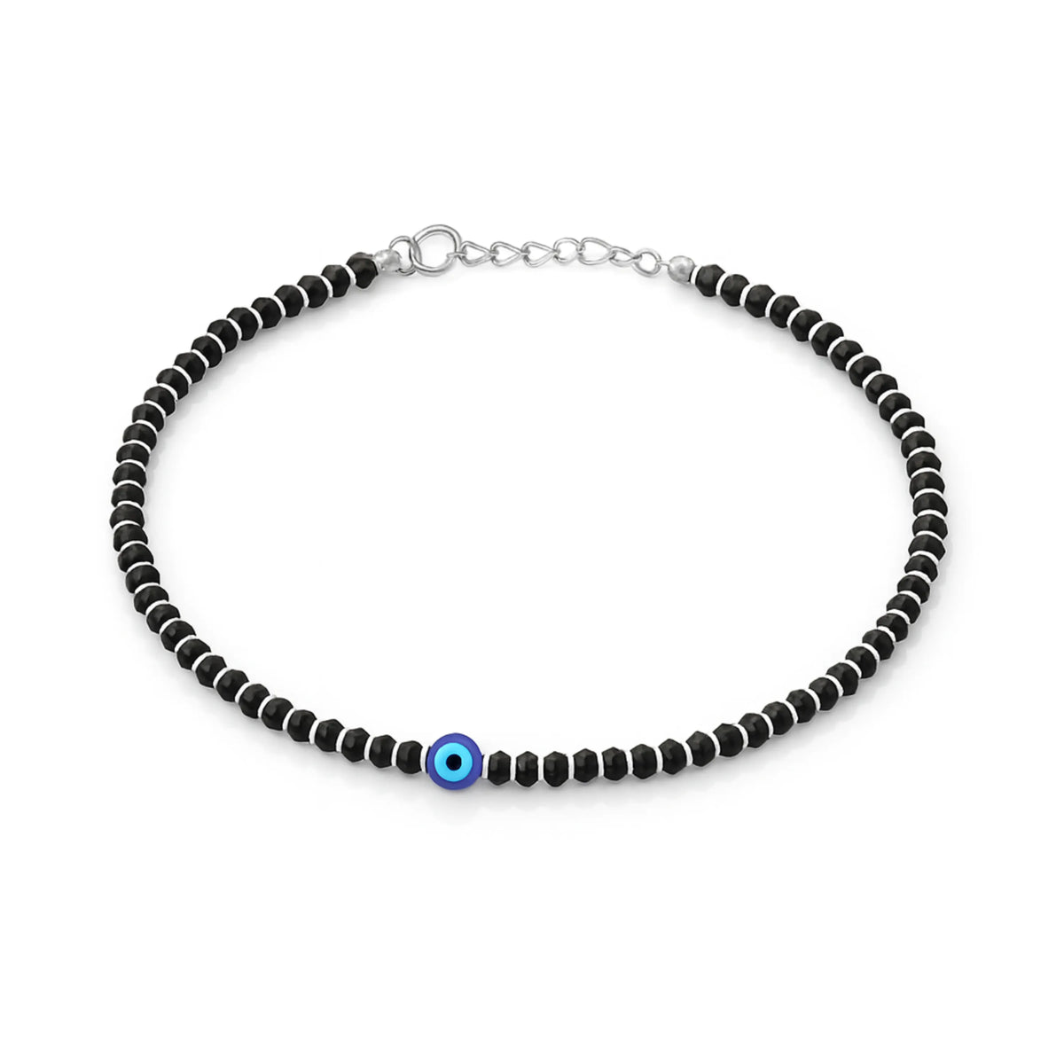 Crimson Rhythm Silver Bead Anklet