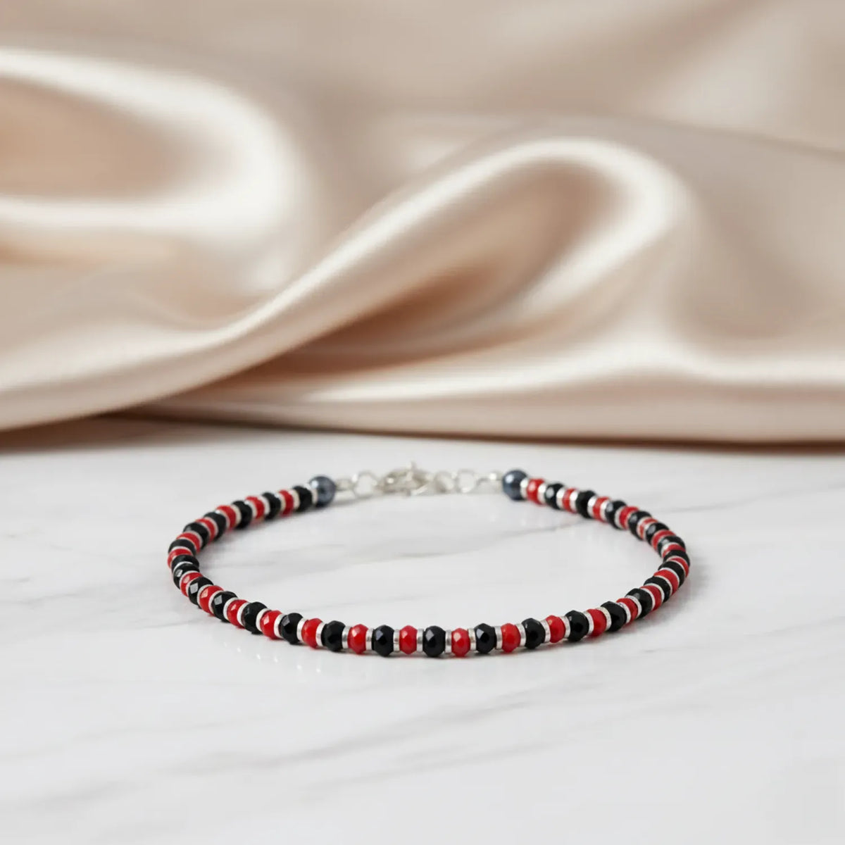 Crimson Twilight Silver Bracelet