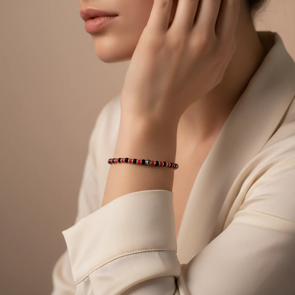 Crimson Twilight Silver Bracelet