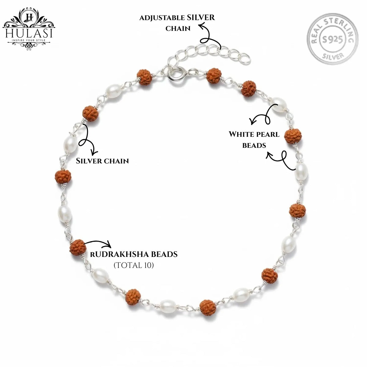 Silver Classic Oval Pearl Bracelet