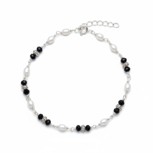 Silver Scarlet Pearl Drop Bracelet