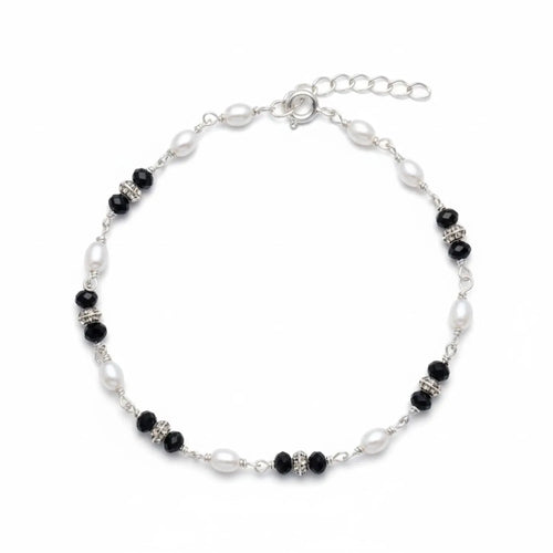 Silver Scarlet Pearl Drop Bracelet