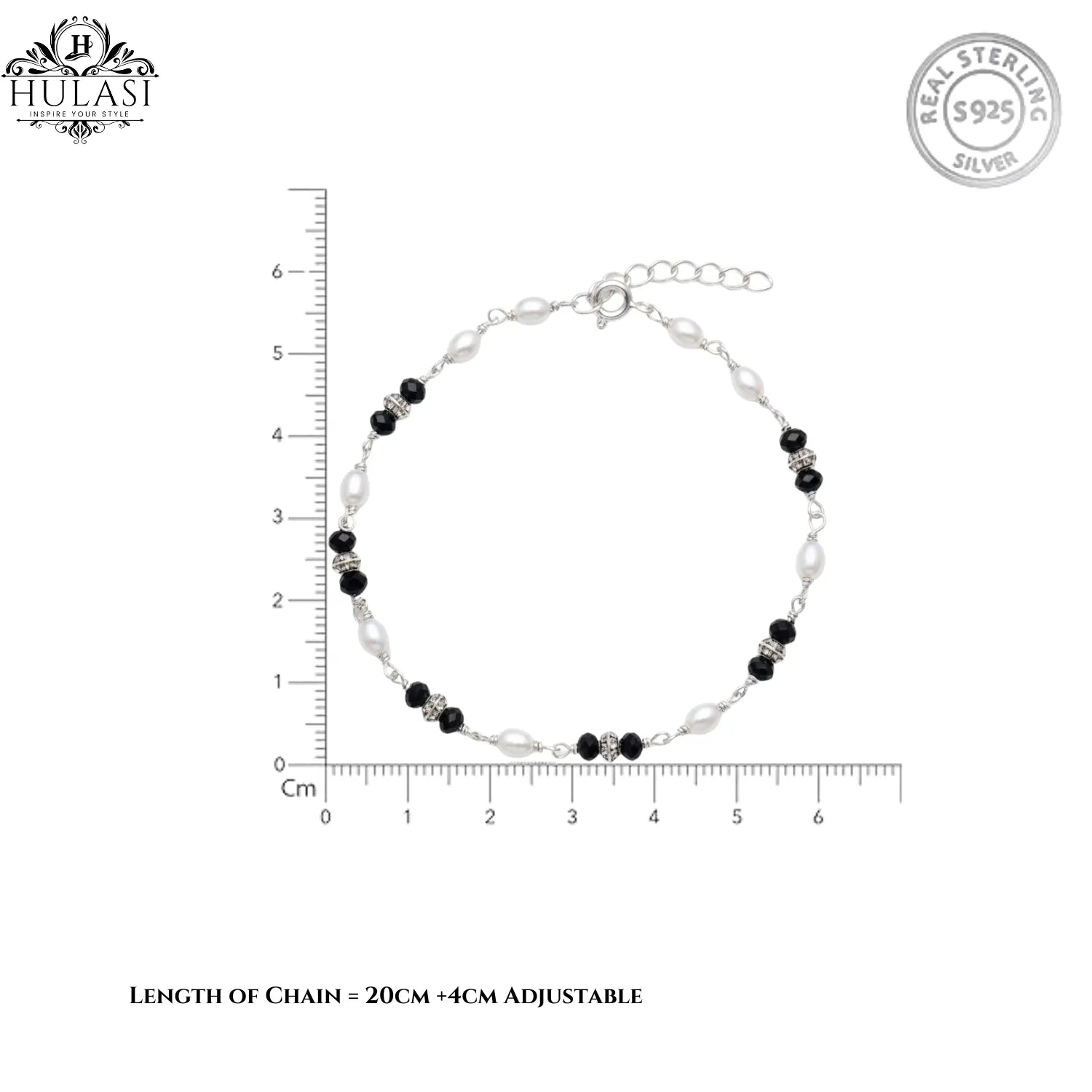 Silver Scarlet Pearl Drop Bracelet