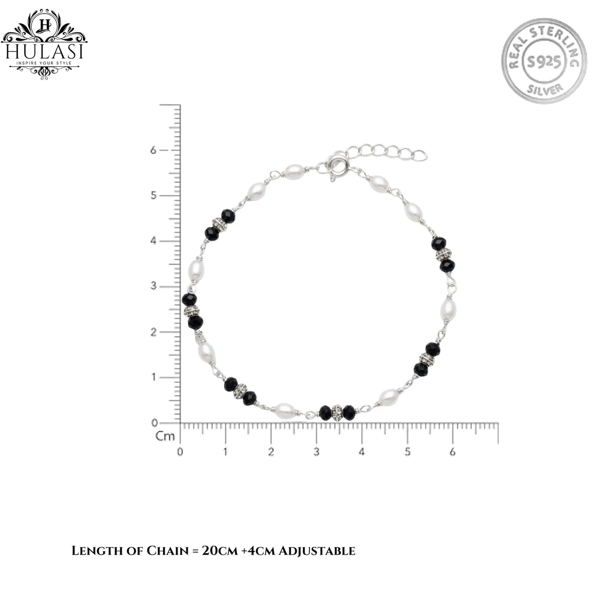 Silver Scarlet Pearl Drop Bracelet