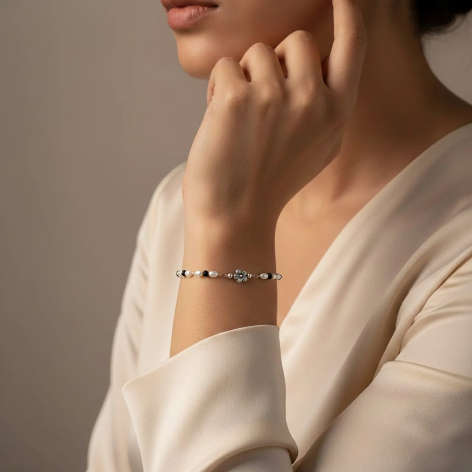 Silver Crimson Night Bracelet