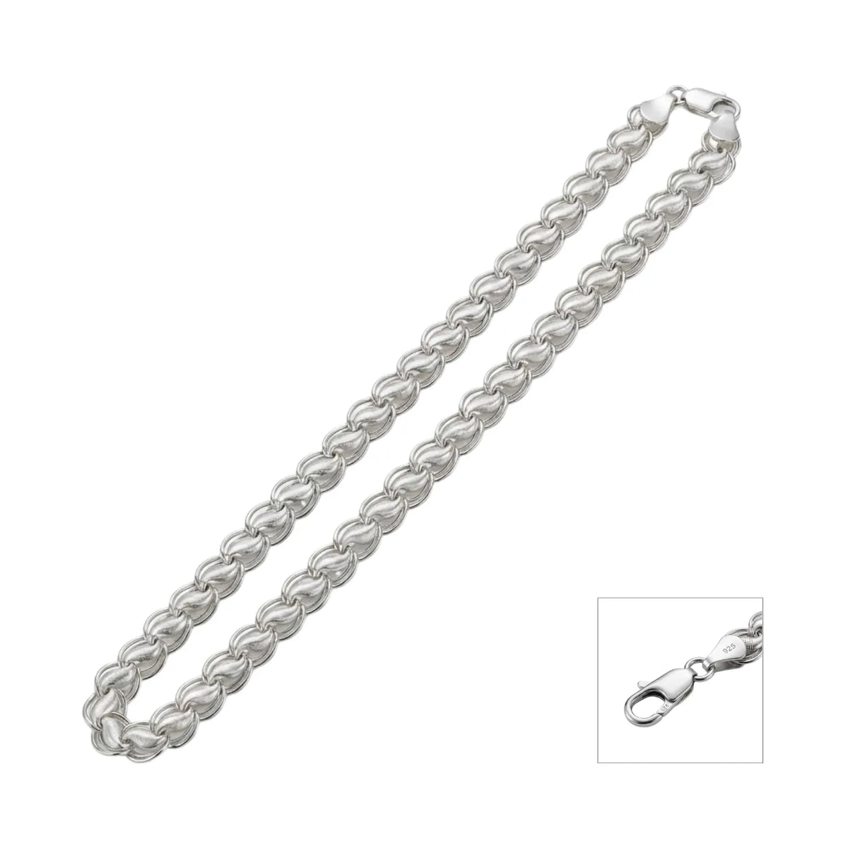 Hulasi 925 Sterling Silver Textured Round Link Chain Necklace For Men Women 60cm