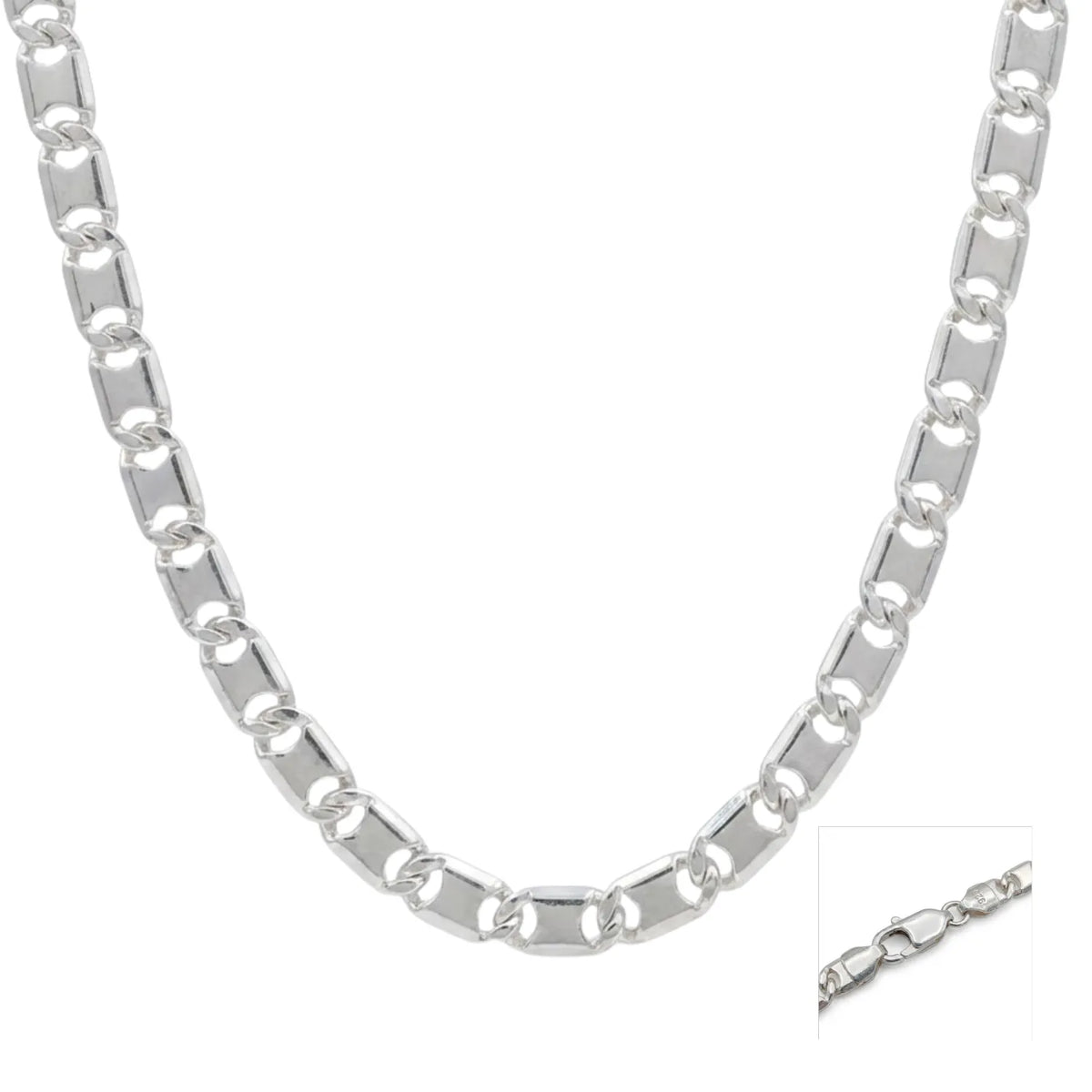 Hulasi Sterling Silver Flat Marine Style Link Chain Necklace Jewelry 60cm