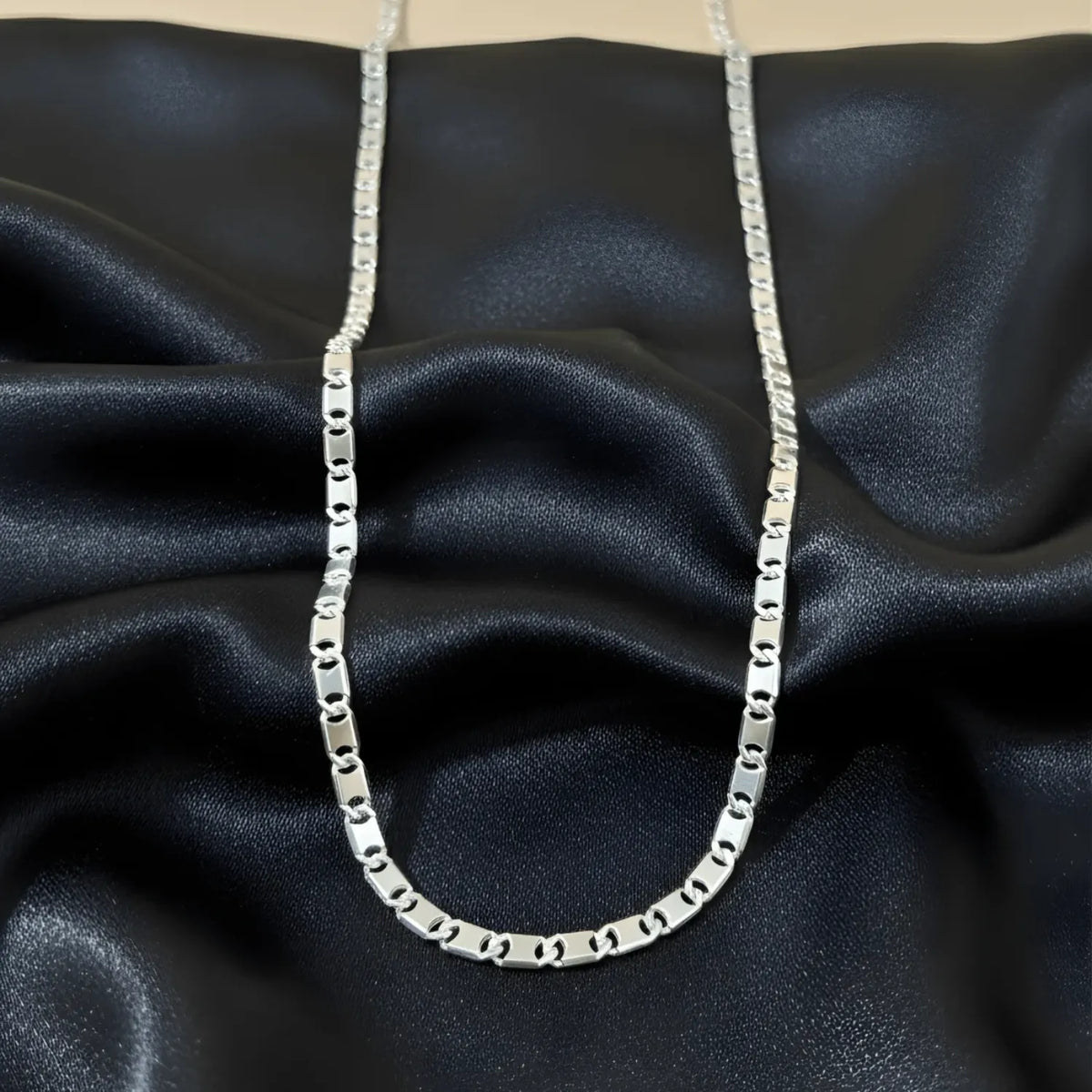 Hulasi Sterling Silver Flat Marine Style Link Chain Necklace Jewelry 60cm