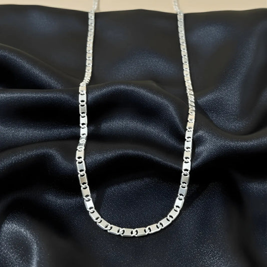 Hulasi Sterling Silver Flat Marine Style Link Chain Necklace Jewelry 60cm