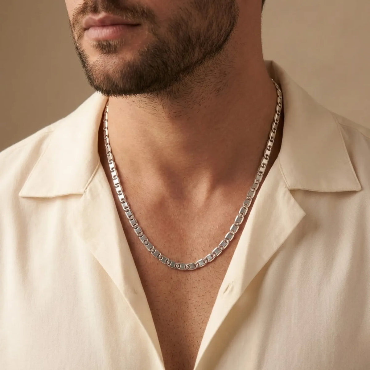 Hulasi Sterling Silver Flat Marine Style Link Chain Necklace Jewelry 60cm