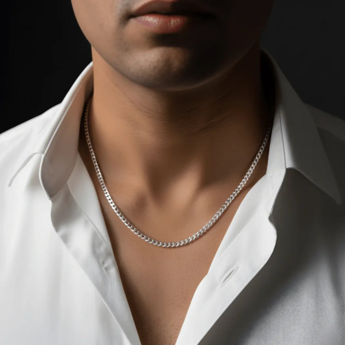 Hulasi Sterling Silver Sleek Cuban Curb Chain Necklace Everyday Wear 60cm