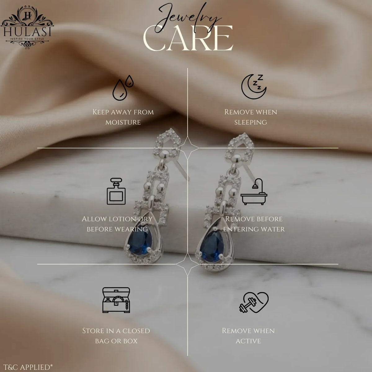 Hulasi Women 925 Sterling Silver Blue Stone Geometric Drop Earrings Pear Dangle Design 3.2 CM x 1 CM