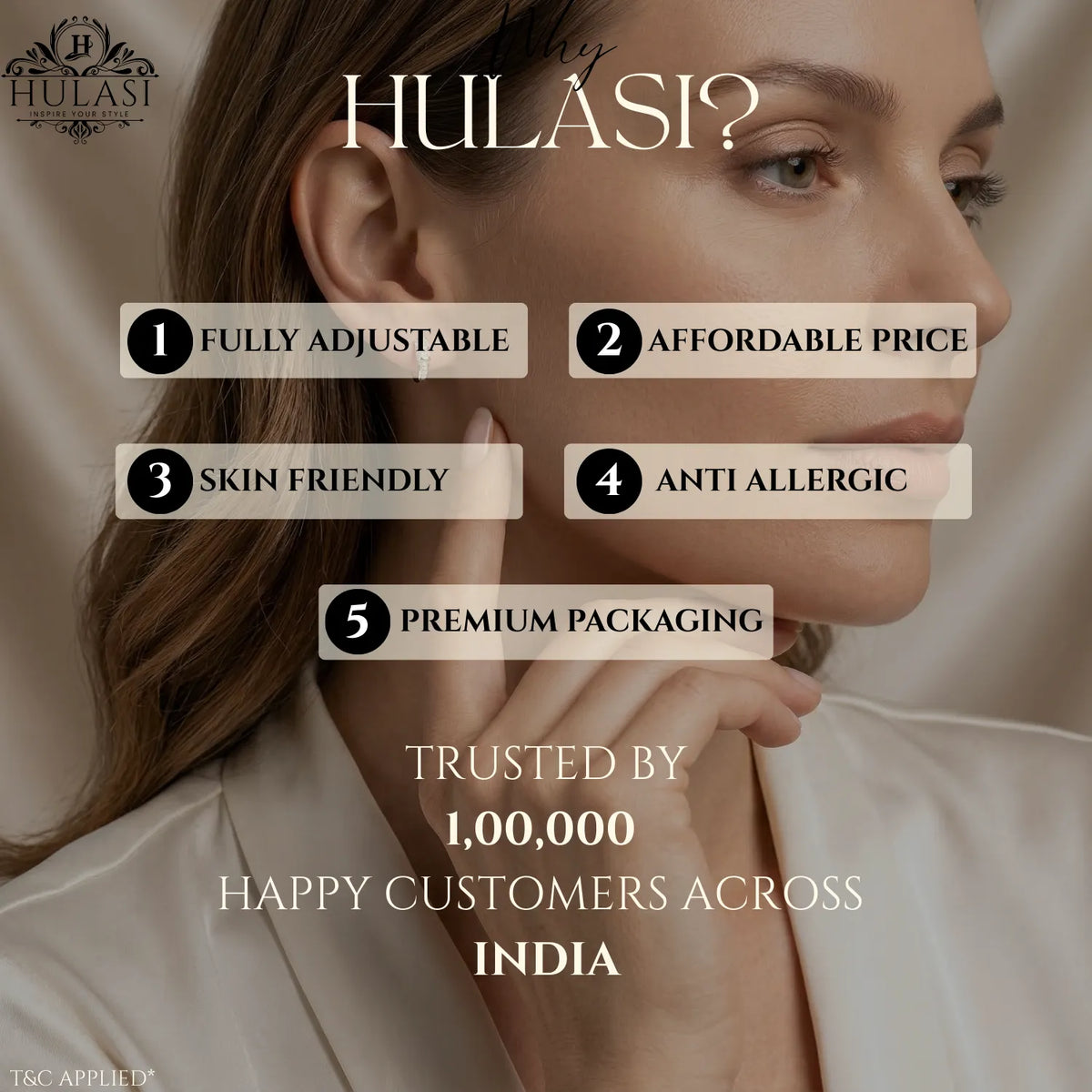 Hulasi Women 925 Sterling Silver Pave Curved Hoop Earrings Open Stud Design 1.6 CM x 1.2 CM