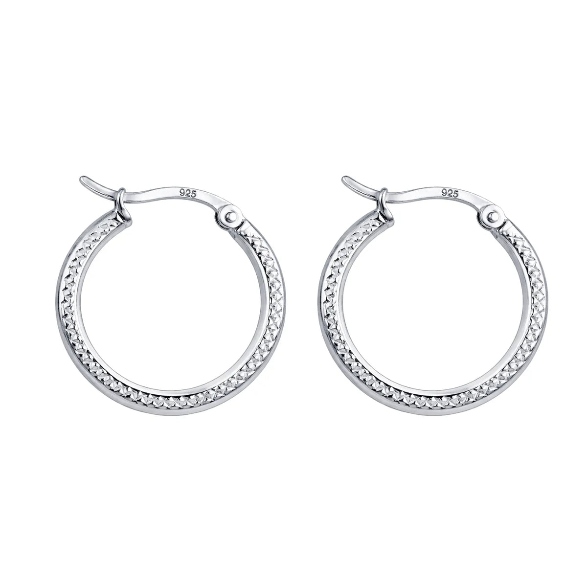 Hulasi Women 925 Sterling Silver Diamond-Cut Round Hoop Earrings Textured Hoop Design 2.2 CM