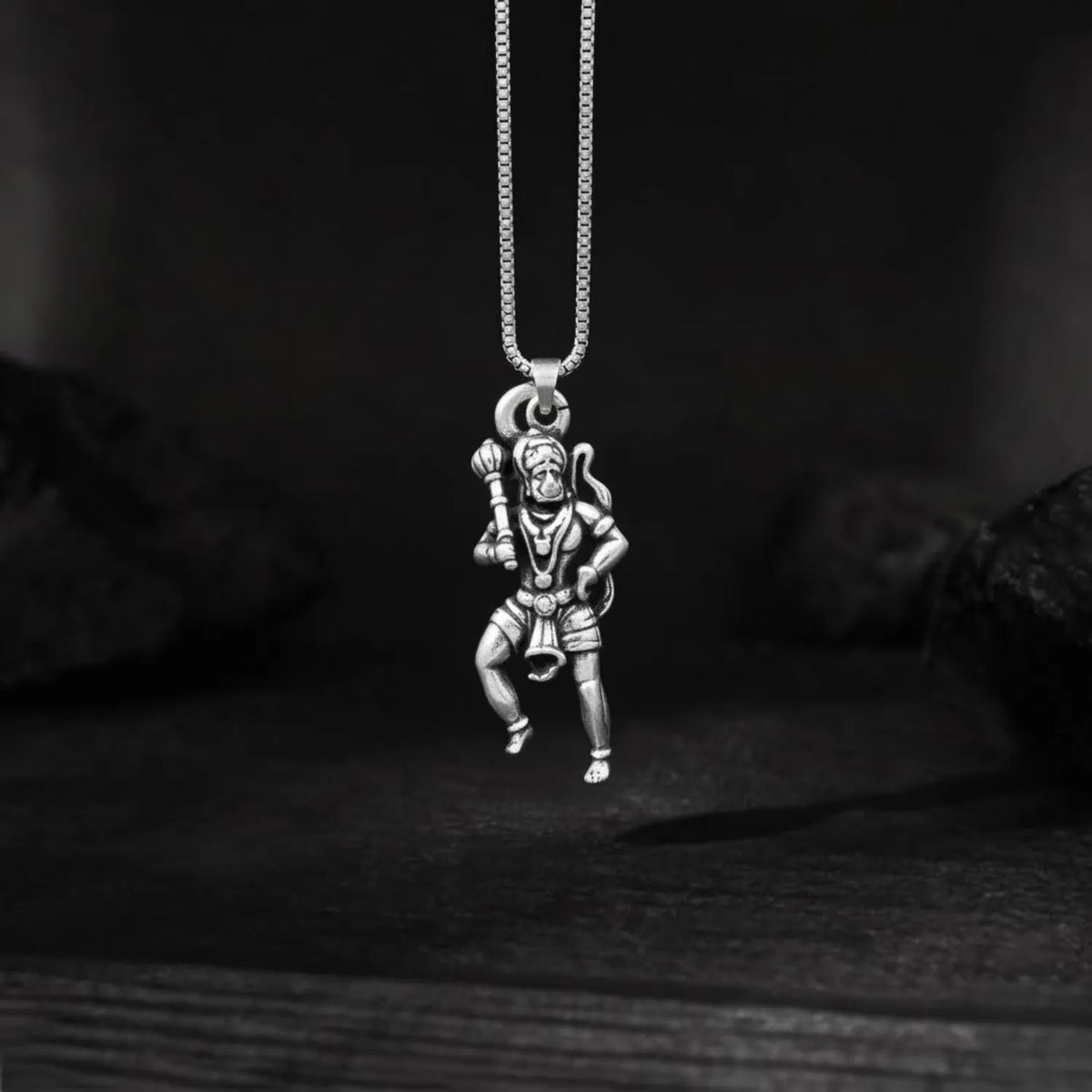 Hanuman in Action 925 Silver Pendant